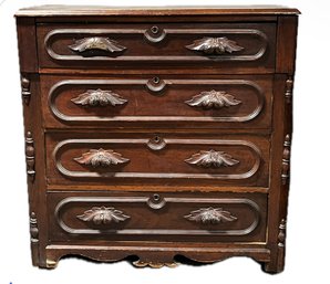 Vintage Dresser With Carved Wood Handles