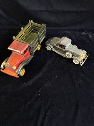 Vintage Toy Car And Wooden Truck