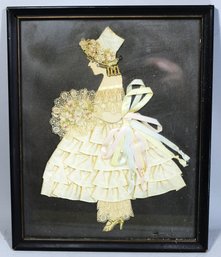 Vintage 1920s Ribbon Doll Having Top Hat Black Frame