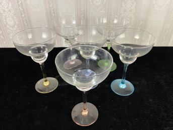 Several Piece Colored Glass Margarita Glasses