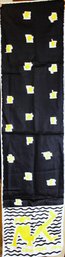 Vintage Designer Scarf Black, White And Yellow Courreges Paris