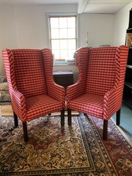 Pair Of Wing Back Chairs.