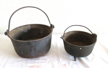 Two Cast Iron Pots With Handles