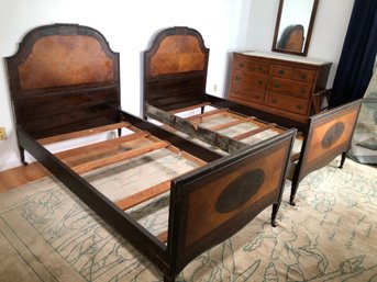 Pair Of Antique French Twin Beds - Beautiful Details - 1900-1930 - Hard To Find Pairs Of These Beds - WOW !