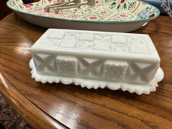 Milk Glass Lidded Butter Dish By Westmoreland