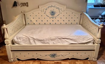 French Provincial Style Hand Painted Twin Day Bed With Trundle