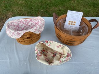 Longaberger Baskets Lot , 1 Hanging, 1 Hope, 1 Extra Liner