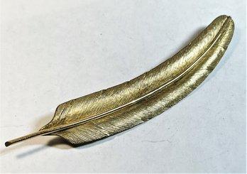 Vintage Sterling Silver Feather Brooch 3' Long