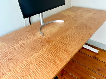 Fully -Powered Adjustable Height Desk With Custom  High Quality Curly Maple Top