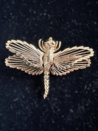 Vintage Monet Gold Tone Dragonfly Wire Brooch