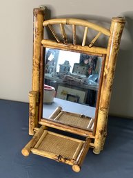 Bamboo Framed Mirror With Tray