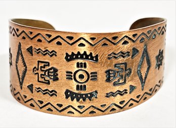 Native American Southwestern Solid Copper Cuff Bracelet Phoenix Birds