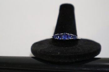925 Sterling Silver With Blue Stones Ring Size 10 Marked STS Chuck Clemency