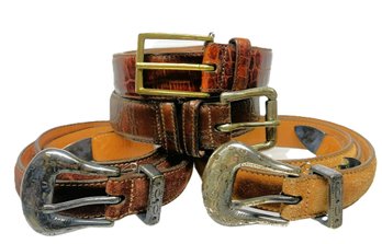 Four Vintage Belts-Two Leather And Two Crocodile-Joseph Abboud-Size 40