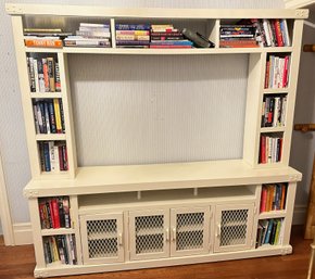 Painted Solid Wood Media Cabinet Wall Unit