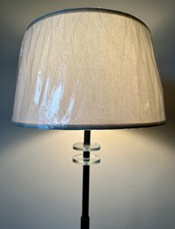 Modern Floor Lamp With Lucite Details & New Shade In Factory Plastic