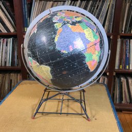 Fantastic Vintage Black Globe On MCM / Midcentury Wire Stand - Very Cool Vintage Piece 16' X 15' NICE !