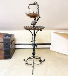 An Antique Brass And Wrought Iron Tea Serving Tower