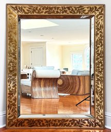 A Large Antique Reverse Glass Framed Mirror, C. 1920's