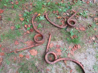 Trio Of Antique Farm Tool Pieces Industrial Repurpose Iron