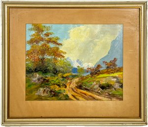 A Mid Century Oil On Board Landscape, German, Unsigned