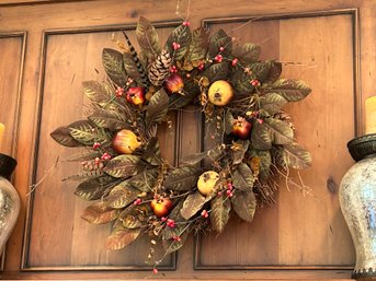 Fall Country Wreath With Pinecones, Berry Clusters And Pomegranates