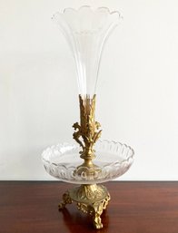 A Vintage Crystal And Glass Epergne