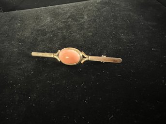 Vintage Pink Coral & 800 Silver Bar Pin