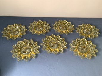 Vintage Amber Federal Glass Dessert Plates Set Of 7