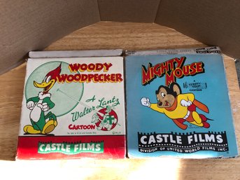 2 16 MM Tapes - Mighty Mouse & Woody Woodpecker.   S101