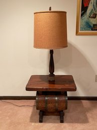 Vintage Floor Lamp Barrel Form Side Table Combo