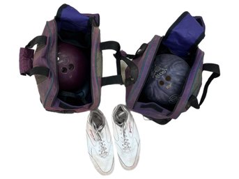 2 Bowling Balls & Pair Of Bowling Shoes