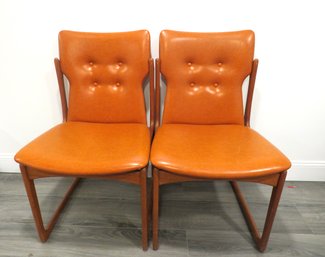 Pair Of  Danish Modern Orange Art Furn Chairs