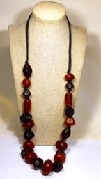 Unusual Genuine Amber Beaded Necklace 30' Long