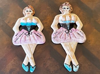 Mid Century Ceramiche Bagni Frascati Risque Ballet Plaques, 2 Pcs.