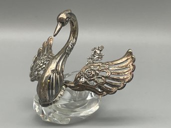 835 Silver And Crystal,vintage  Swan Salt Cellar.