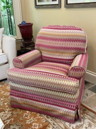 ETHAN ALLEN Custom Upholstered Swivel Rocker Chair And Ottoman