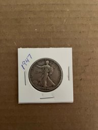 Beautiful 1947 Walking Liberty Silver Half Dollar, 90 Silver Coin