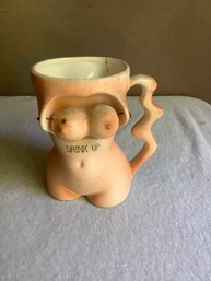 Vintage Ceramic DRINK UP Swinging Boobs Novelty Mug