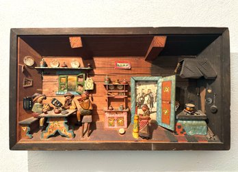 Absolutely Special Hand Cut German Diorama Of Early Country Life Home Interior