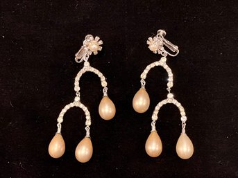Vendome Rhinestone And Faux Pearl Chandelier Earrings