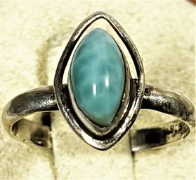 Hand Crafted Sterling Silver Ring Having Green Stone Size 5