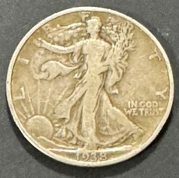 1938 Walking Liberty Silver Half Dollar