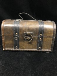 Wooden Trunk Box With Leather Handle