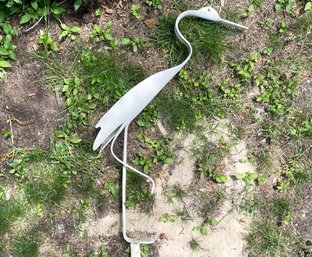 A Vintage Art Metal Garden Heron Or Egret