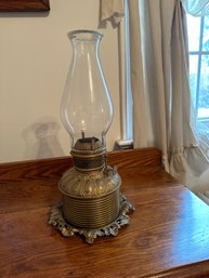 Brass Oil Lamp - Made In U S Of America