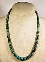 Fine Pretty Genuine Turquoise Graduated Necklace 16' Long