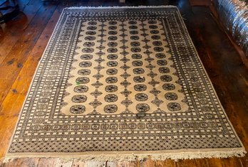 Hand Knotted Beige Bokhara Rug