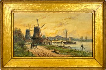 An Antique Watercolor, Dutch Or German, Signed Indistinctly