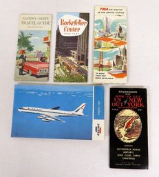 Mid-Century Era Travel Maps - NYC Map & Directory, Hertz, Airline Etc. Fun Ephemera